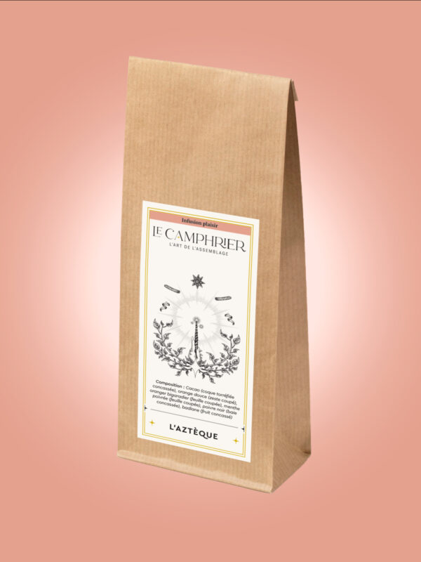 Tisane L’Aztèque – infusion exotique au cacao et aux notes d’agrumes – Le Camphrier