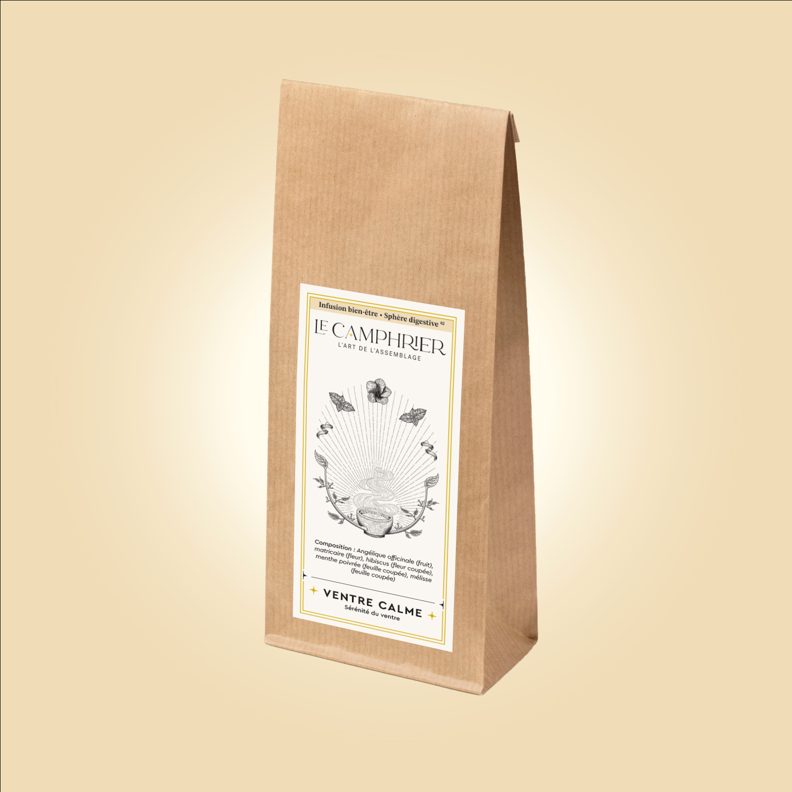 Tisane digestive Ventre Calme – infusion naturelle mélisse hibiscus – Le Camphrier