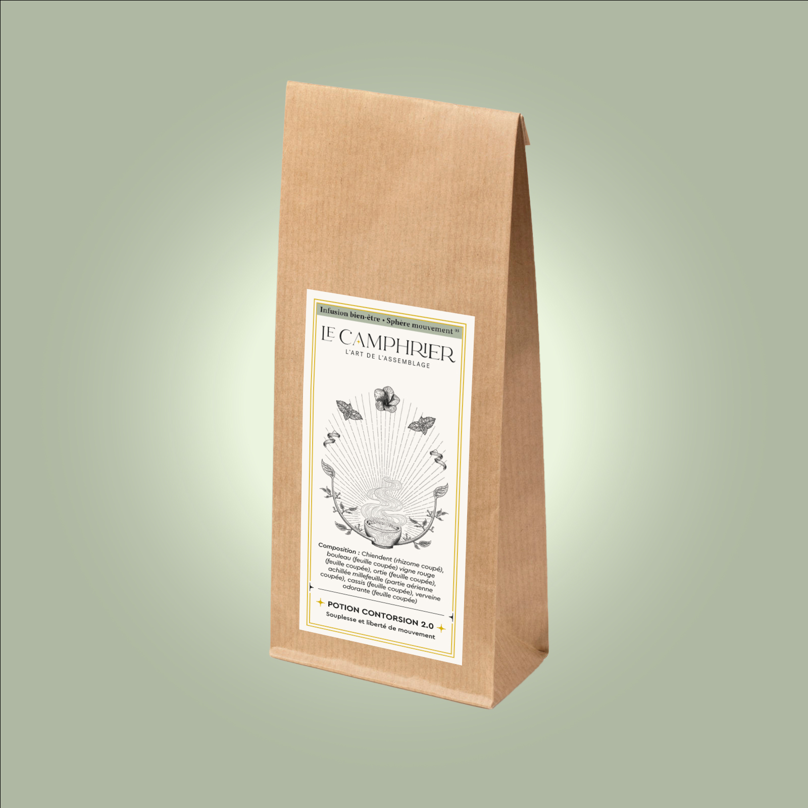 Potion Contorsion 2 – infusion chiendent, bouleau et vigne rouge – bien-être et souplesse naturelle – Le Camphrier